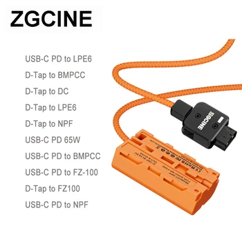Кабел-адаптер за зареждане ZGCINE USB-C / D-Tap PD-BMPCC Кабел захранване dc LPE6 /FZ-100 /NPF Кабели за фиктивни батерии