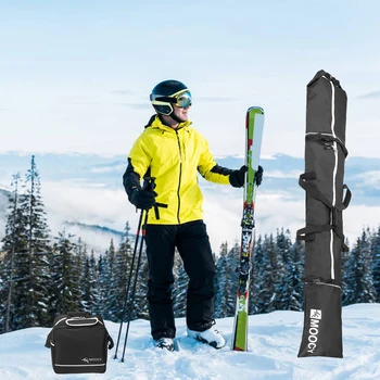 Ски чанта и чанта за обувки, от 2 части, Мека Водоустойчива Чанта за съхранение на ски за пътуване, подходящ за ски с дължина до 200 см и обувки размер до 13 САЩ
