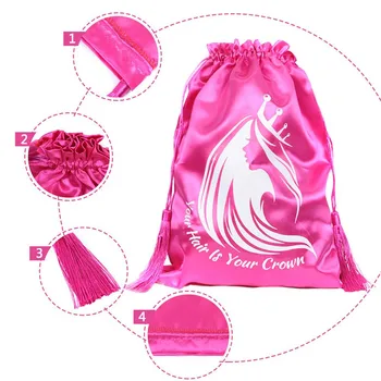 300 бр./ Индивидуални опаковки за перука, розови сатенени дамски чанти на съвсем малък с пискюл, Елегантни Цветни торбички за съхранение на наращенных коса, малки пликове за съхранение