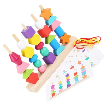 Набор от играчки-пръти за деца, дървени цветни блокове-взискателни, обучение дантела