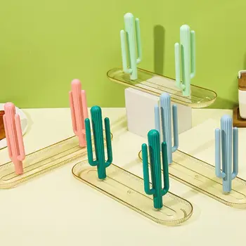 Органайзер за ополаскиваемых пръчици за хранене Универсален държач пръчици за хранене за различни съдове за готвене Стойка за съхранение на пръчки от кактус за дома